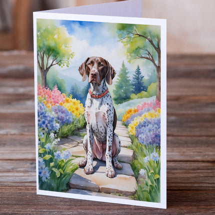 German Shorthaired Pointer Spring Path Greeting Cards Pack of 8