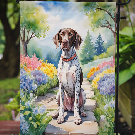German Shorthaired Pointer Spring Path Garden Flag