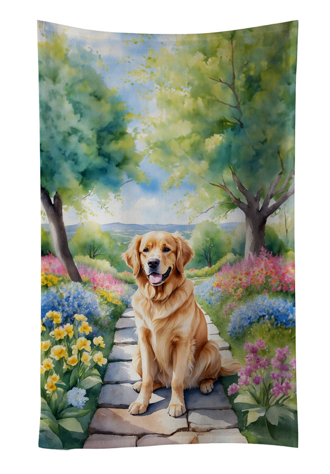 Golden Retriever Spring Path Kitchen Towel