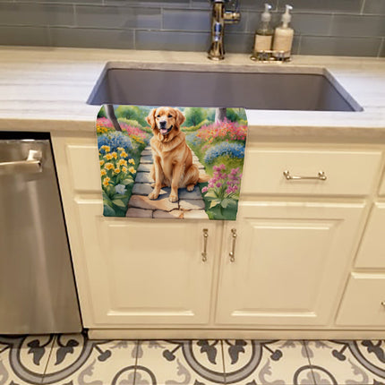 Golden Retriever Spring Path Kitchen Towel