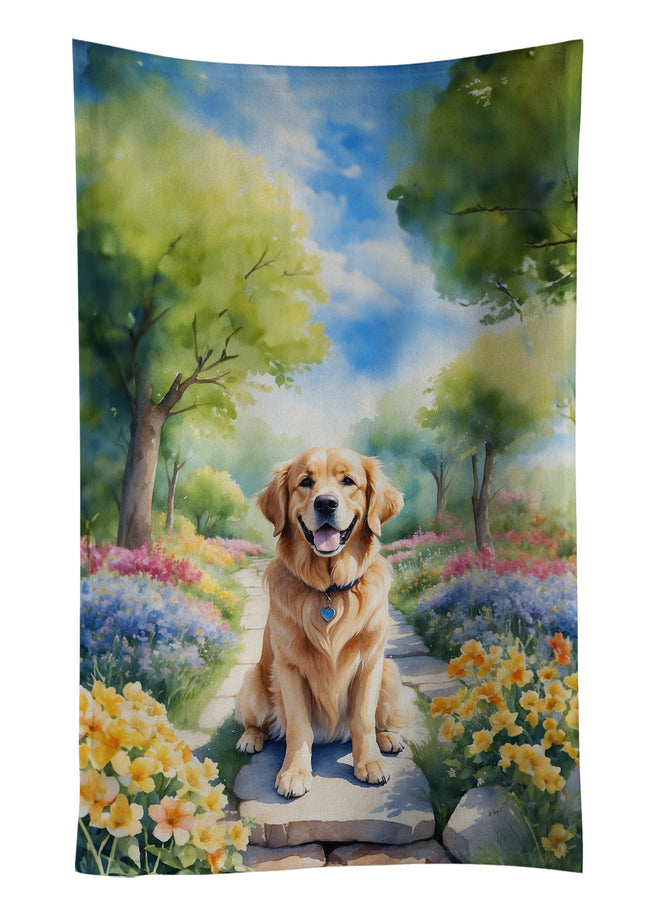 Golden Retriever Spring Path Kitchen Towel