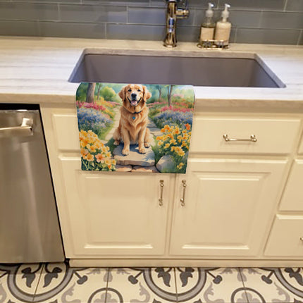 Golden Retriever Spring Path Kitchen Towel