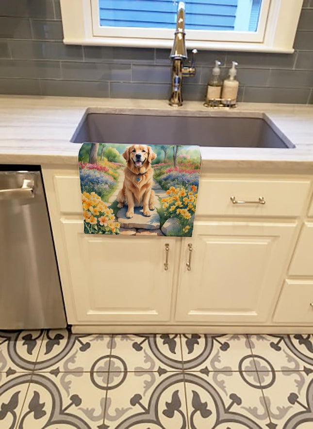 Golden Retriever Spring Path Kitchen Towel