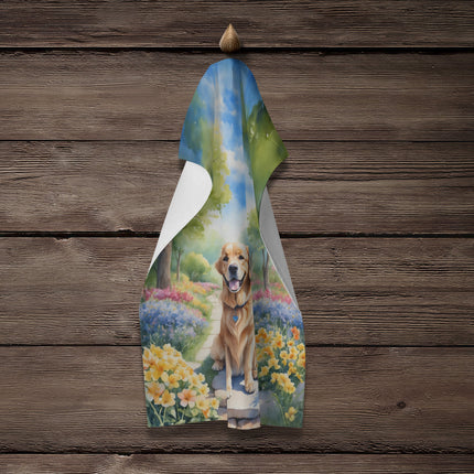 Golden Retriever Spring Path Kitchen Towel