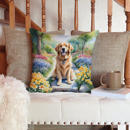 Golden Retriever Spring Path Throw Pillow
