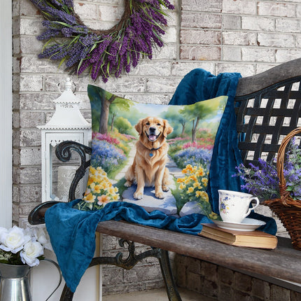 Golden Retriever Spring Path Throw Pillow