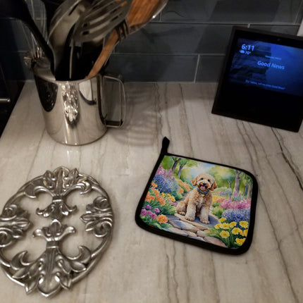 Goldendoodle Spring Path Pair of Pot Holders