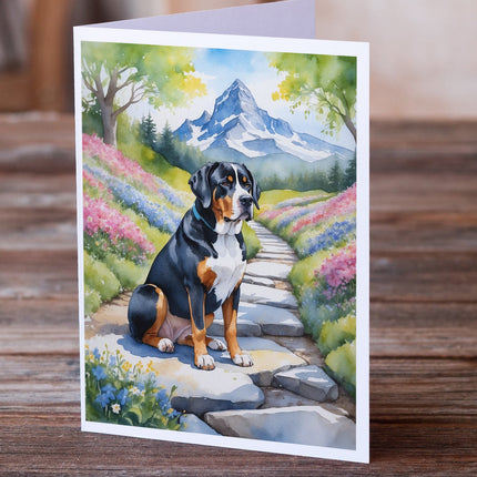 Greater Swiss Mountain Dog Spring Path Greeting Cards Pack of 8