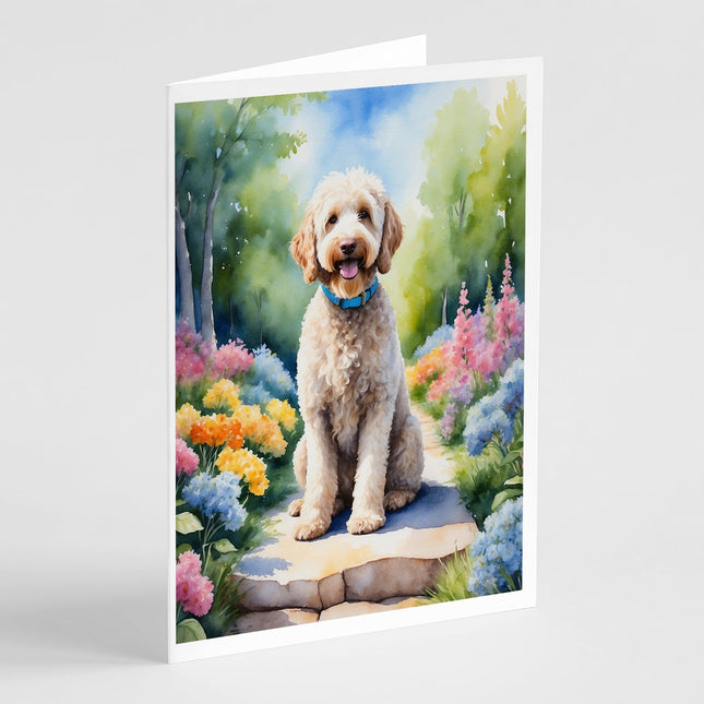 Labradoodle Spring Path Greeting Cards Pack of 8