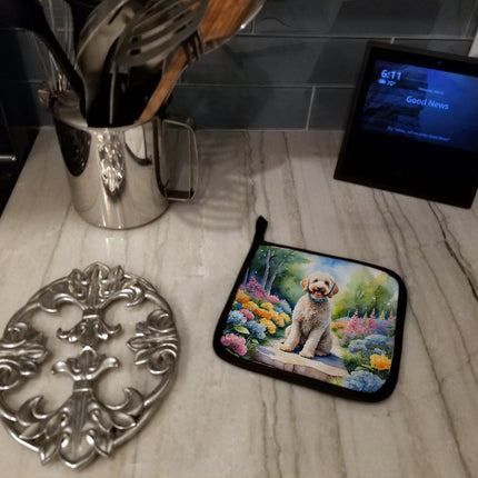 Labradoodle Spring Path Pair of Pot Holders