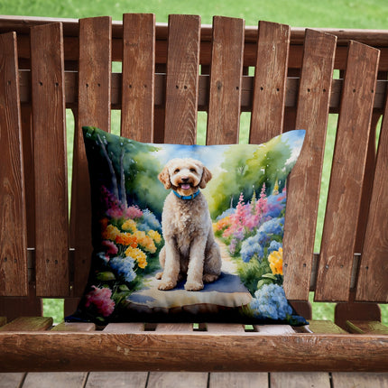Labradoodle Spring Path Throw Pillow
