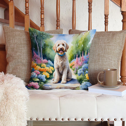 Labradoodle Spring Path Throw Pillow
