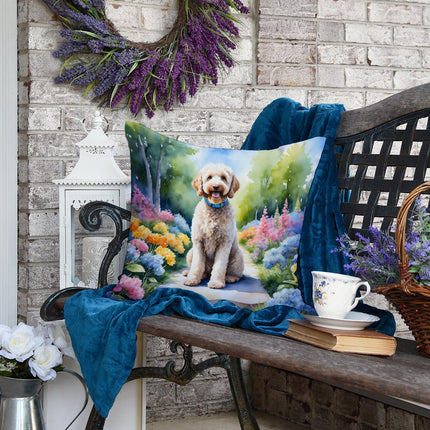 Labradoodle Spring Path Throw Pillow