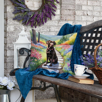 Labrador Retriever Spring Path Throw Pillow