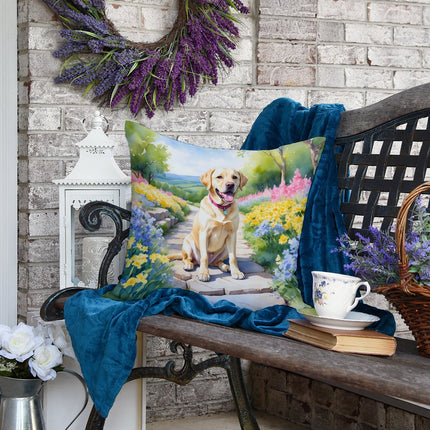 Labrador Retriever Spring Path Throw Pillow