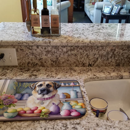 Decorating Easter Anatolian Shepherd Dog Dish Drying Mat
