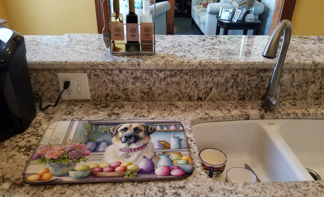 Decorating Easter Anatolian Shepherd Dog Dish Drying Mat