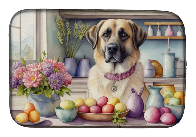 Decorating Easter Anatolian Shepherd Dog Dish Drying Mat
