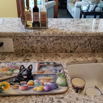 Decorating Easter German Shepherd Dish Drying Mat