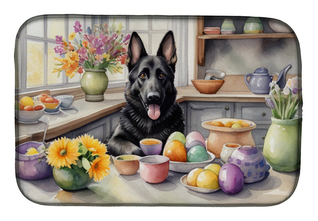 Decorating Easter German Shepherd Dish Drying Mat