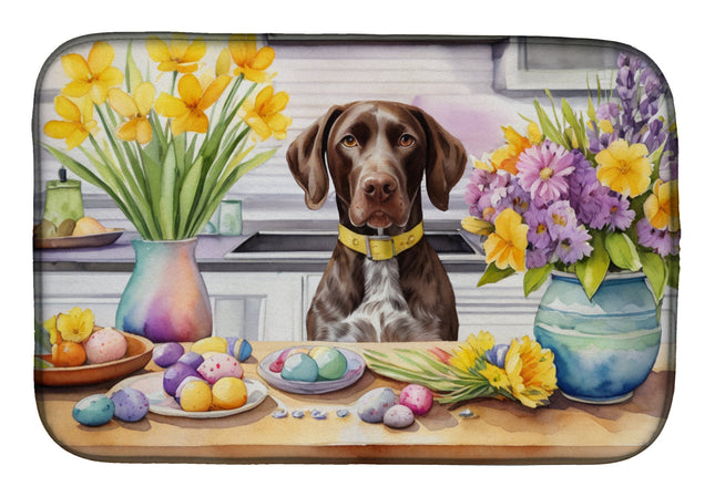 Decorating Easter German Shorthaired Pointer Dish Drying Mat