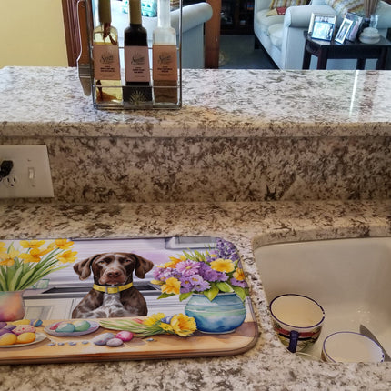 Decorating Easter German Shorthaired Pointer Dish Drying Mat