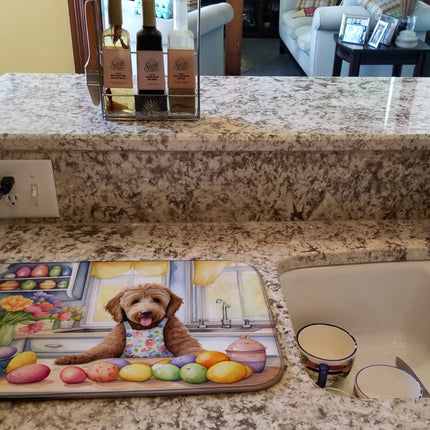 Decorating Easter Labradoodle Dish Drying Mat