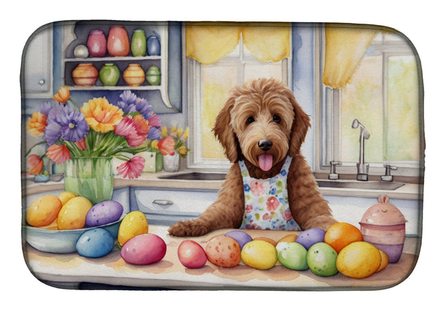 Decorating Easter Labradoodle Dish Drying Mat