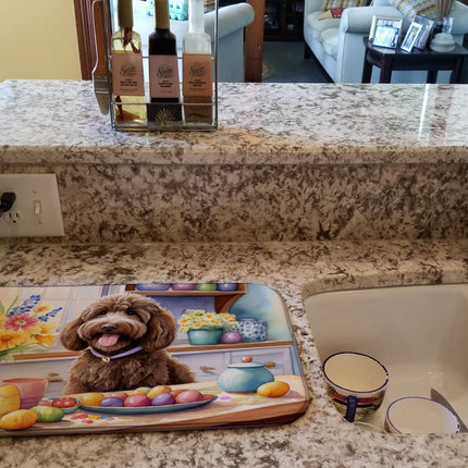 Decorating Easter Labradoodle Dish Drying Mat