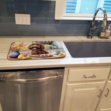 Decorating Easter Labradoodle Dish Drying Mat