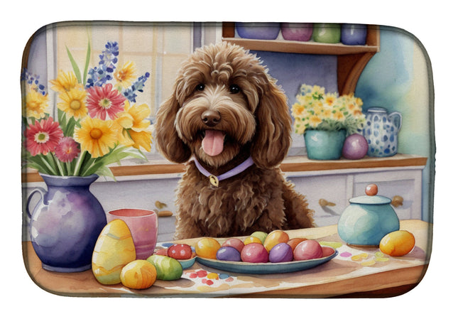 Decorating Easter Labradoodle Dish Drying Mat