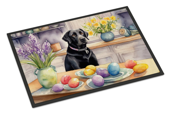 Decorating Easter Black Labrador Retriever Doormat
