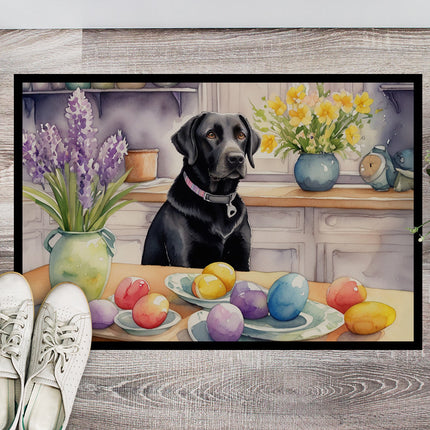 Decorating Easter Black Labrador Retriever Doormat