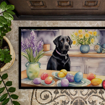 Decorating Easter Black Labrador Retriever Doormat