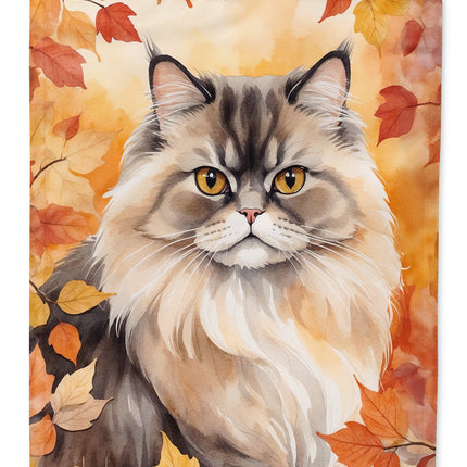 Persian Cat in Fall Leaves Garden Flag
