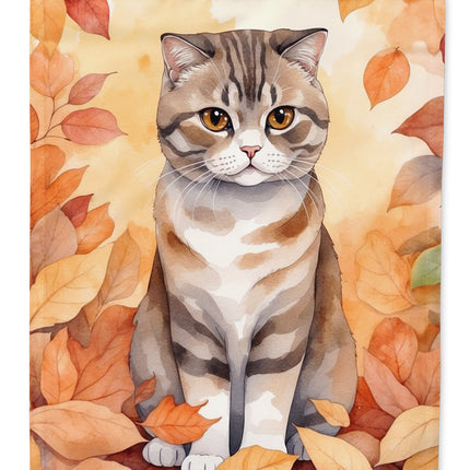 Scottish Fold Cat in Fall Leaves Garden Flag