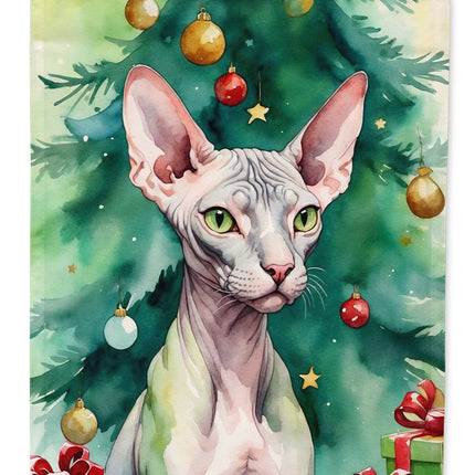 Donskoy Don Sphynx Cat by the Christmas Tree Garden Flag