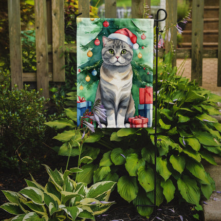 Scottish Fold Cat by the Christmas Tree Garden Flag