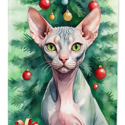 Sphynx Cat by the Christmas Tree Garden Flag
