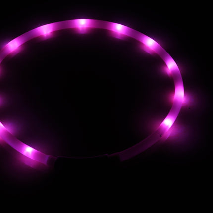 Silicone Cuttable LED Illuminated Dog Collar - USB Rechargeable - Pink