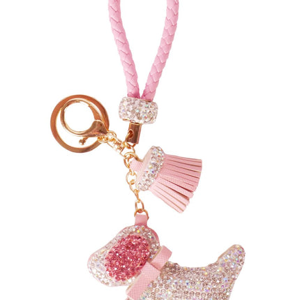 Diamond Charm Dog - Gold/Pink