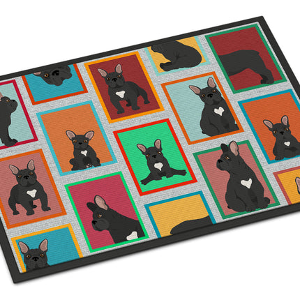 Lots of Black French Bulldog Doormat