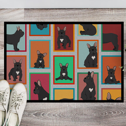 Lots of Black French Bulldog Doormat