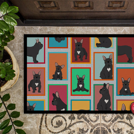 Lots of Black French Bulldog Doormat