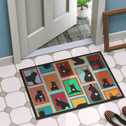 Lots of Black French Bulldog Doormat