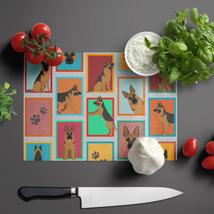 Lots of German Shepherd Glass Cutting Board