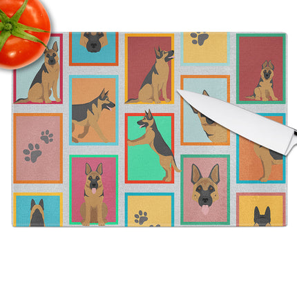 Lots of German Shepherd Glass Cutting Board