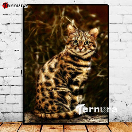 Felis Nigripes Diamond Painting Cheetah Cat Bengal Cat Ossi Cat Diy Animal Embroidery Home Decor Dimond Mosaic Gift Cross Stitch