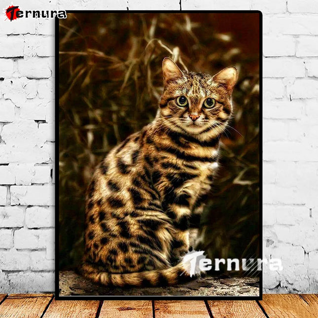 Felis Nigripes Diamond Painting Cheetah Cat Bengal Cat Ossi Cat Diy Animal Embroidery Home Decor Dimond Mosaic Gift Cross Stitch