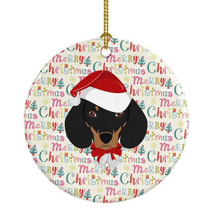 Dachshund Merry Christmas Ceramic Ornament